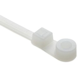HellermannTyton T18MR9M4 | 1-Piece Cable Tie/Screw Mount, 4.3" Long, #4 Screw, .79" Max Bundle Dia, 18lb, PA66, Natural, 1000/pkg