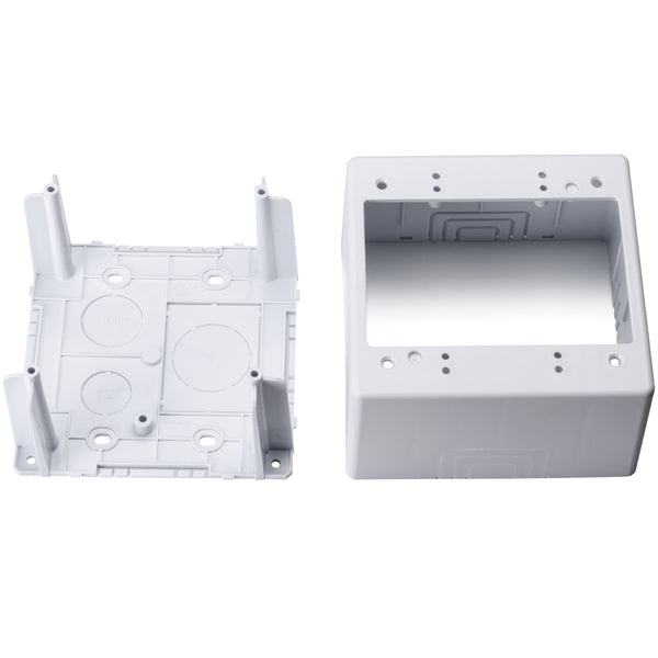HellermannTyton TSRPW-JBD2 | Dual Gang Junction Box, 2.77" Deep, 3-Piece, Pvc, White, 1/Bg