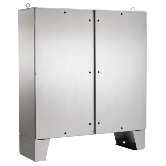Hoffman A72H7224SSLPQT | Two-Door Floor Stand, Type 4x, 1/4 Turn Latches, 72x72x24, SS 304