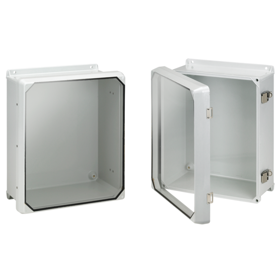 Hoffman CHJ1210HWPL2LG | Flat Clear Cover with Latches, Type 4X, 11.68x9.69x4.62, Fiberglass