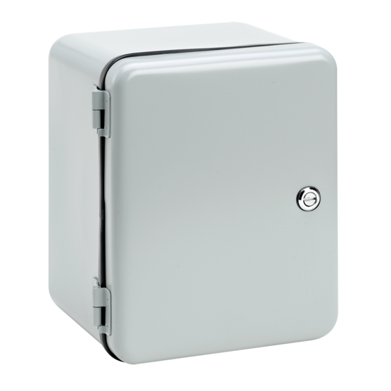 Hoffman D1084IS | Removable Hinge, Quarter-Turn Latch, Contoured, Type 12, 10x8x4, Gray, Steel