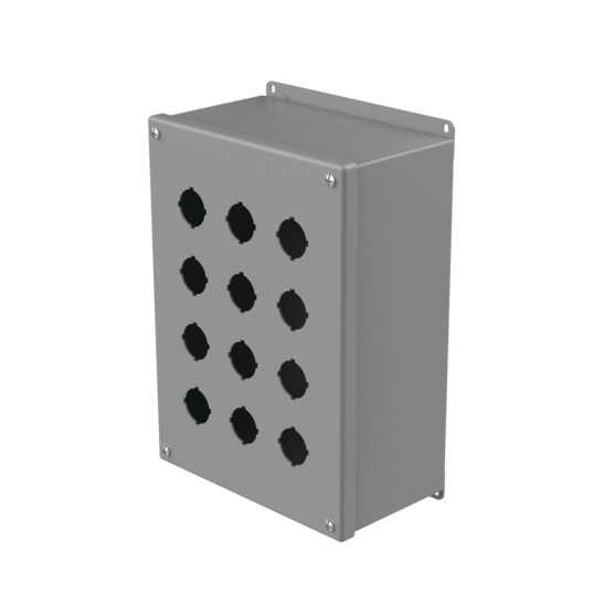 Hoffman E12PBX | Extra-Deep Pushbutton Enclosures, Type 12, 12PB x 30.5mm, Gray, Steel