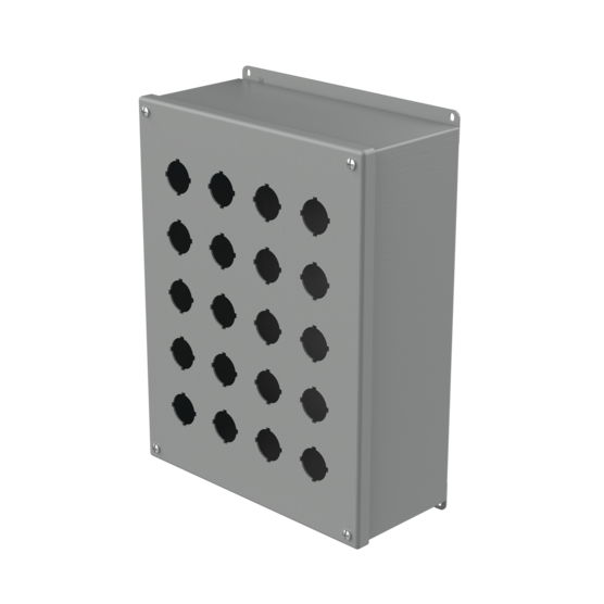 Hoffman E20PBX | Extra-Deep Pushbutton Enclosures, Type 12, 20PB x 30.5mm, Gray, Steel
