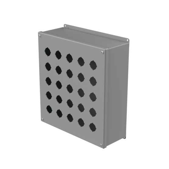Hoffman E25PBX | Extra-Deep Pushbutton Enclosures, Type 12, 25PB x 30.5mm, Gray, Steel