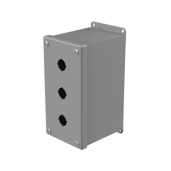 Hoffman E3PBXM | Extra-Deep Pushbutton Enclosures, Type 12, 3PB x 22.5mm, Gray, Steel