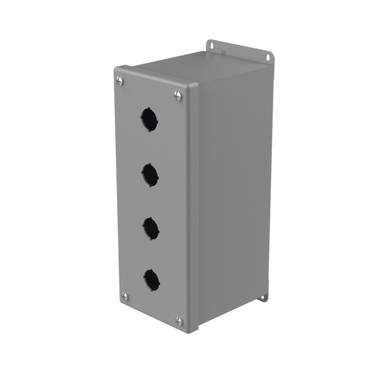 Hoffman E4PBXM | Extra-Deep Pushbutton Enclosures, Type 12, 4PB x 22.5mm, Portrait, Gray, Steel