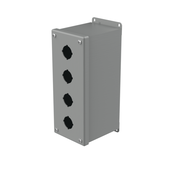 Hoffman E4PBX | Extra-Deep Pushbutton Enclosure Type 12, 4PB x 30.5mm, Gray, Steel