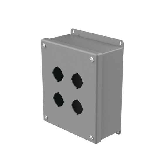Hoffman E4SPB | Pushbutton Enclosures, Type 12, 4PB x 30.5mm, Square, Gray, Steel