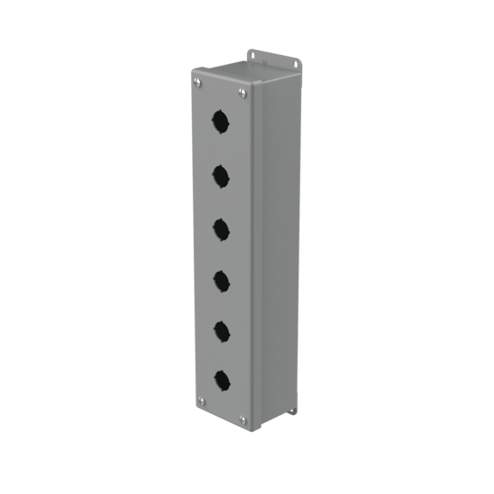 Hoffman E6PBGVL | Pushbutton Enclosures, Type 12, 6PB x 22.5mm, Gray, Steel