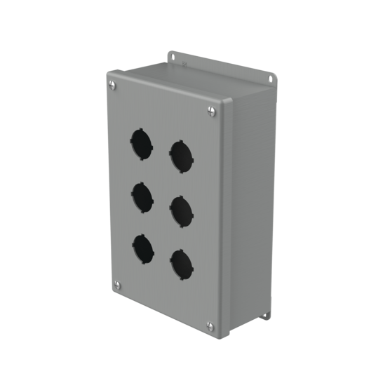 Hoffman E6PB | Pushbutton Enclosures, Type 12, 6PB x 30.5mm, Square, Gray, Steel