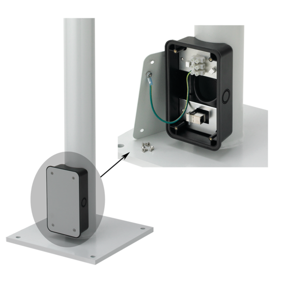 Hoffman FLOORPOST | Syspend Vertical Motion Floorpost with Junction Box, 12x12x74, Lt. Gray, Steel