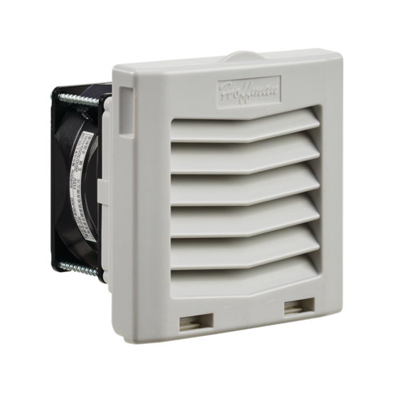 Hoffman HF0416414 | HF04 Side-Mount Filter Fan, 115V, 21 CFM, Lt Gray