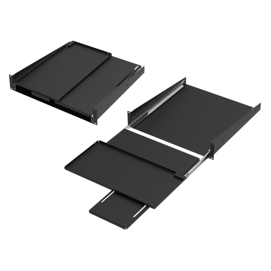 Hoffman P19KBPVT | Pivoting Keyboard Shelf with Mouse Tray, 90 deg., 2U, Black, Steel