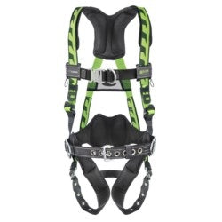 Honeywell Safety Products ACF-TBBDPUG | Aircore steel front d-ring with a lumbar pad, belt and side d-rings. Size universal in green.