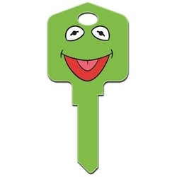 Howard Keys KW-D22 | Decorative Key Blank, Kwikset, Large Headed, Painted, Disney Kermit and Miss Piggy Design, Individually Carded