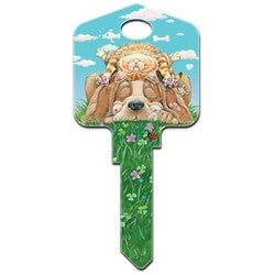 Howard Keys KW-GP4 | Decorative Key Blank, Kwikset, Large Headed, Painted, Gary Patterson Lazy Day Afternoon Design, Individually Carded