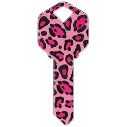 Howard Keys KW-HK10 | Decorative Key Blank, Kwikset, Printed, Pink Leopard Design