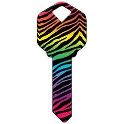 Howard Keys KW-HK43 | Decorative Key Blank, Kwikset, Rainbow Zebra Design