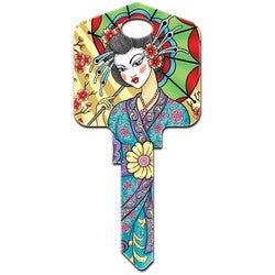 Howard Keys SC1-AI2 | Decorative Key Blank, Schlage, Large Headed, Painted, Achilles Ink, Geisha Design, Individually Carded