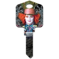 Howard Keys SC1-D58 | Decorative Key Blank, Schlage, Large Headed, Painted, Disney the Mad Hatter Design, Individually Carded