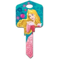 Howard Keys SC1-D71 | Decorative Key Blank, Schlage, Large Headed, Painted, Disney Princess Aurora Design, Individually Carded