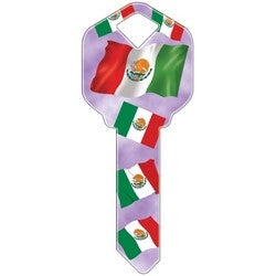 Howard Keys SC1-HK21 | Decorative Key Blank, Schlage, Mexican Flag Design