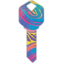 Howard Keys SC1-HK7 | Decorative Key Blank, Schlage, Rainbow Swirl Design