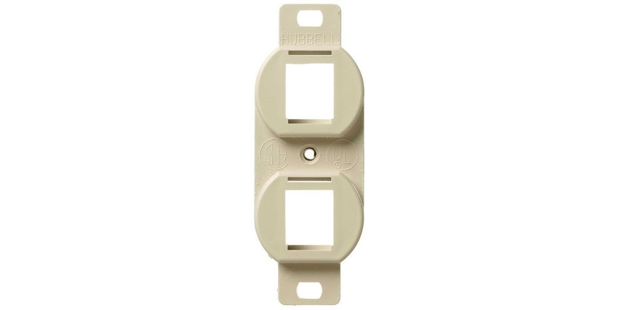 Hubbell Premise Wiring BR106E | Adapter Outlet Frame, 1 Gang, High-Impact Thermoplastic, 2 Port, Vertical, Electric Ivory