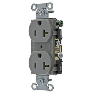 Hubbell Premise Wiring CR20GRY | Duplex Receptacle, 20 A, 125 V, 5-20R, Gray