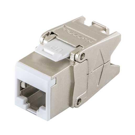 Hubbell Premise Wiring HJS6AW24 | Modular Jack, Cat 6A, IDC, Die-Cast Zinc, Shielded, RJ45 Jack, 1 Port, 1000VAC, White