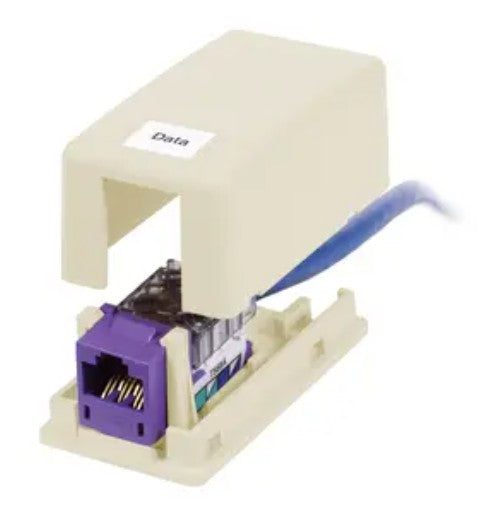 Hubbell Premise Wiring HSB1EI | Surface Mount Box, Molded High Impact Thermoplastic, 1 Port, Hubbell Keystone Connectivity, Ivory