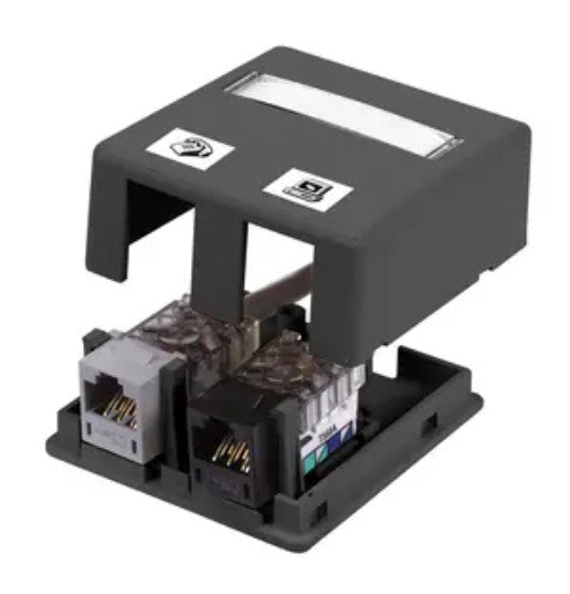 Hubbell Premise Wiring HSB2BK | Surface Mount Box, Molded High Impact Thermoplastic, 2 Ports, Black