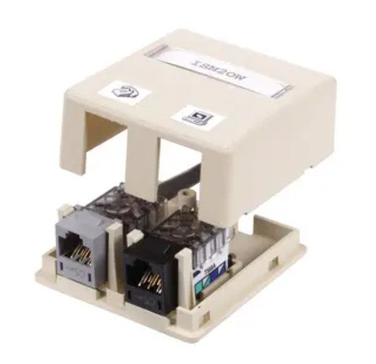 Hubbell Premise Wiring HSB2OW | Mounting Box, High-Impact Thermoplastic, Light Almond, Office White