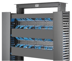 Hubbell Premise Wiring HSD23 | Horizontal Duct, Black, Height 3.2 in., Width 3.2 in., Plastic, Horizontal, Press On, , 2U