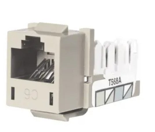 Hubbell Premise Wiring HXJ6OW24 | Modular Jack, Thermoplastic, Snap-Fit, Office White or Light Almond