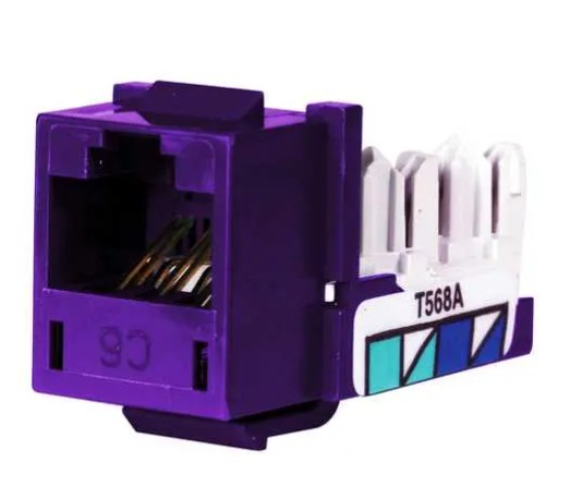 Hubbell Premise Wiring HXJ6P24 | Modular Jack, Cat 6, Thermoplastic, Snap-Fit, Purple