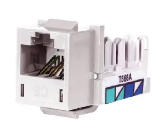 Hubbell Premise Wiring HXJ6W24 | Modular Jack, Cat 6, 8 Port, Thermoplastic, Snap-Fit, White
