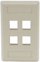 Hubbell Premise Wiring IFP14EI | Wall Plate, High-Impact Thermoplastic (UL 94V-0), Standard, Flush Mount, 4 Port, Electric Ivory