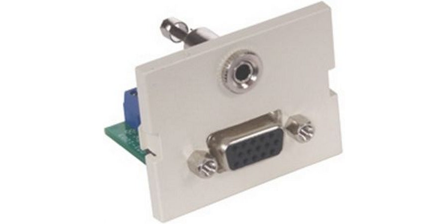 Hubbell Premise Wiring IM15315W | IStation Modular Jack, White, Screw Termination, VGA, 3.5 mm Stereo, 3.5 mm
