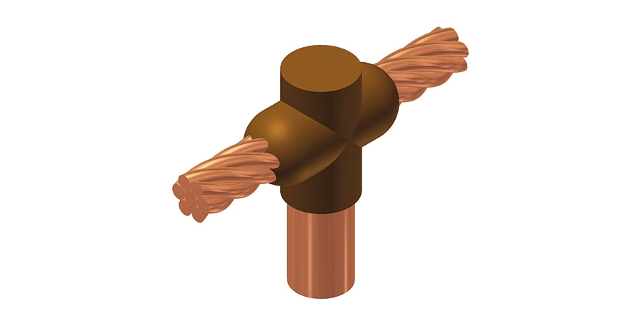 Hubbell Premise Wiring M-549 | Exothermic Mold, Cable to Ground Rod, Tee, Copper, 5/8 in., Conductor 1 Size 3/0 AWG