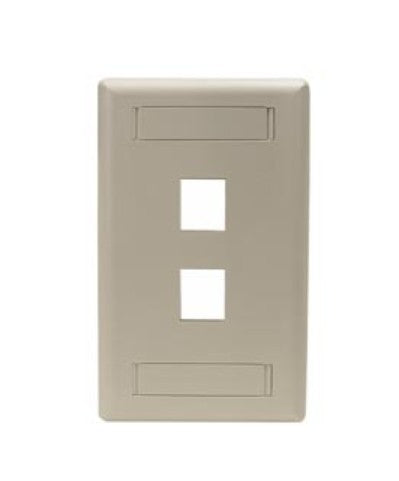 Hubbell Premise Wiring SSF12 | Faceplate, Gray, Gray, 3/4 in. dp, 1, 4-1/2 in. ht, Stainless Steel, Screw/Flush, Screw/Flush, 1 Gang, 2 Port
