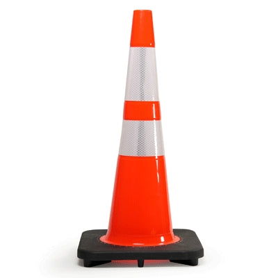 JBC Safety Plastic Inc RS70032SR3M64 | Slimline Traffic Cone, 28 in., Recessed Reflective Collars, 7 lb