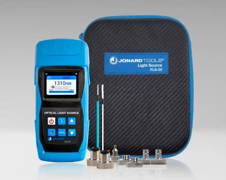 Jonard FLS-55 | Multimode & Singlemode Fiber Optic Light Source with SC/ST/FC/FC-LC (PC/UPC) Adapters