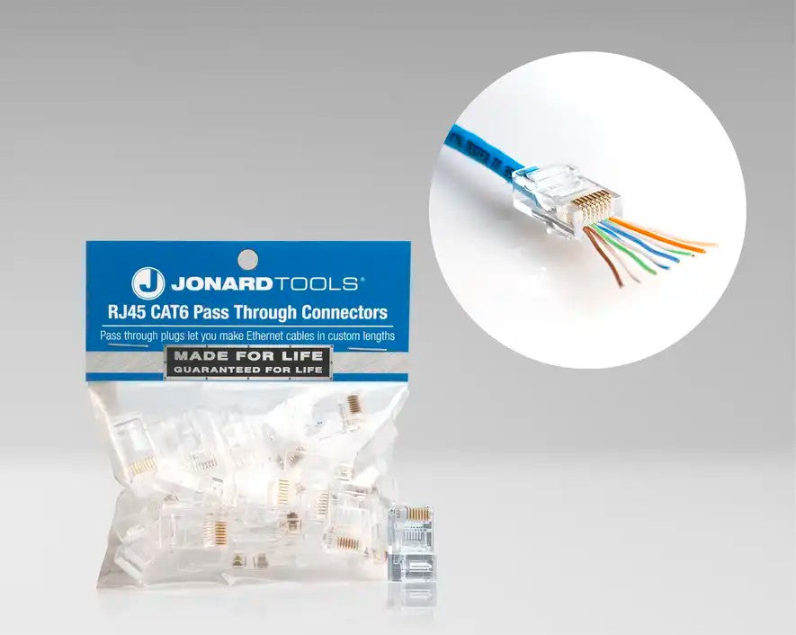 Jonard RJ45-625 | CAT6 RJ45 Pass-Through Connectors (Pack of 25)