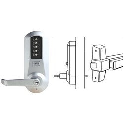Kaba 5010XS-WL-26D-41 | Mechanical Pushbutton Lock, Heavy Duty, Key-In-Lever Schlage C Keyway Cylinder, Exit Trim, Satin Chrome with Winston Lever