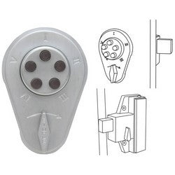 Kaba 9100000-26D-41 | Mechanical Pushbutton Lock, 1" Deadbolt Latch, 1-3/4 to 2-1/8" Thickness, Satin Chrome with Key Override