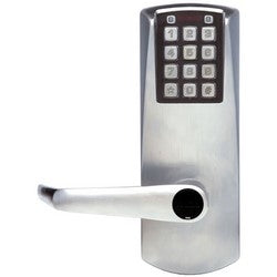 Kaba E2031B-LL-626-41 | Electronic Pushbutton Lock, Heavy Duty, Best Equivalent 6 or 7-Pin, 1/2" Cylindrical Throw Latch, Lever Long, Cylindrical Lock, Satin Chrome
