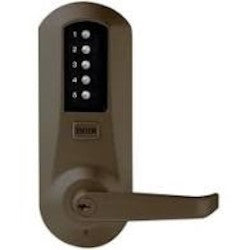 Kaba E5231B-WL-744-41 | Electronic Pushbutton Lock, Extra Heavy Duty, Best Equivalent 6 or 7-Pin, 1/2" Cylindrical Throw Latch, Winston Lever, Cylindrical Lock, Dark Bronze with Brass