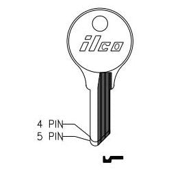 Kaba Ilco 01014SM NP A14 | Cylinder Lock Key Blank, 5-Pin, Brass, Nickel Plated, 14 Price Group, For Eagle Lock