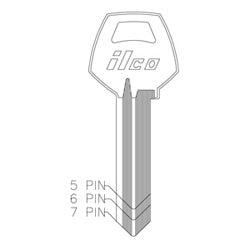 Kaba Ilco 1001 NP A04 | Cylinder Lock Key Blank, 5-Pin, Brass, Nickel Plated, 4 Price Group, For Corbin/Russwin